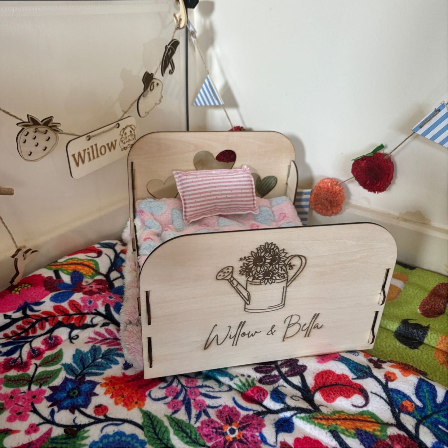 Small Animal Bed suitable for Guinea Pigs and Rabbits, This Bed is personalised with your small animal's name on the side of the bed.