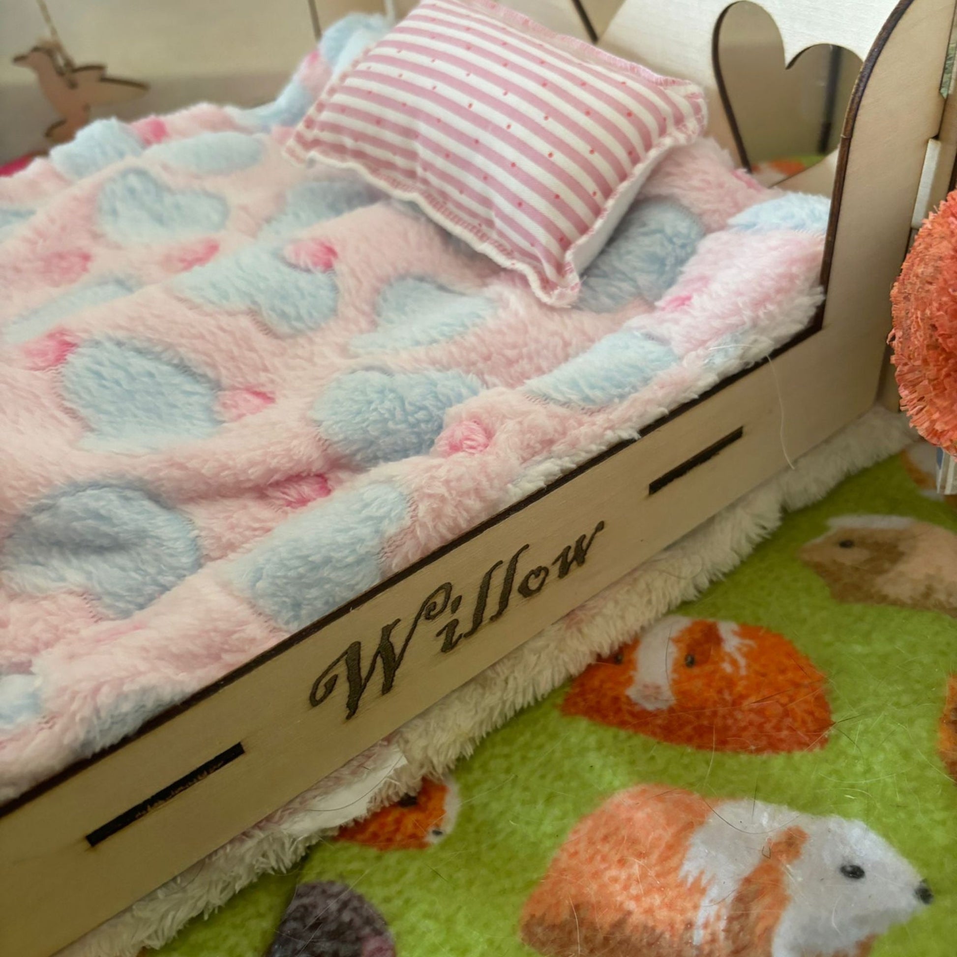 Small Animal Bed suitable for Guinea Pigs and Rabbits, This Bed is personalised with your small animal's name on the side of the bed.