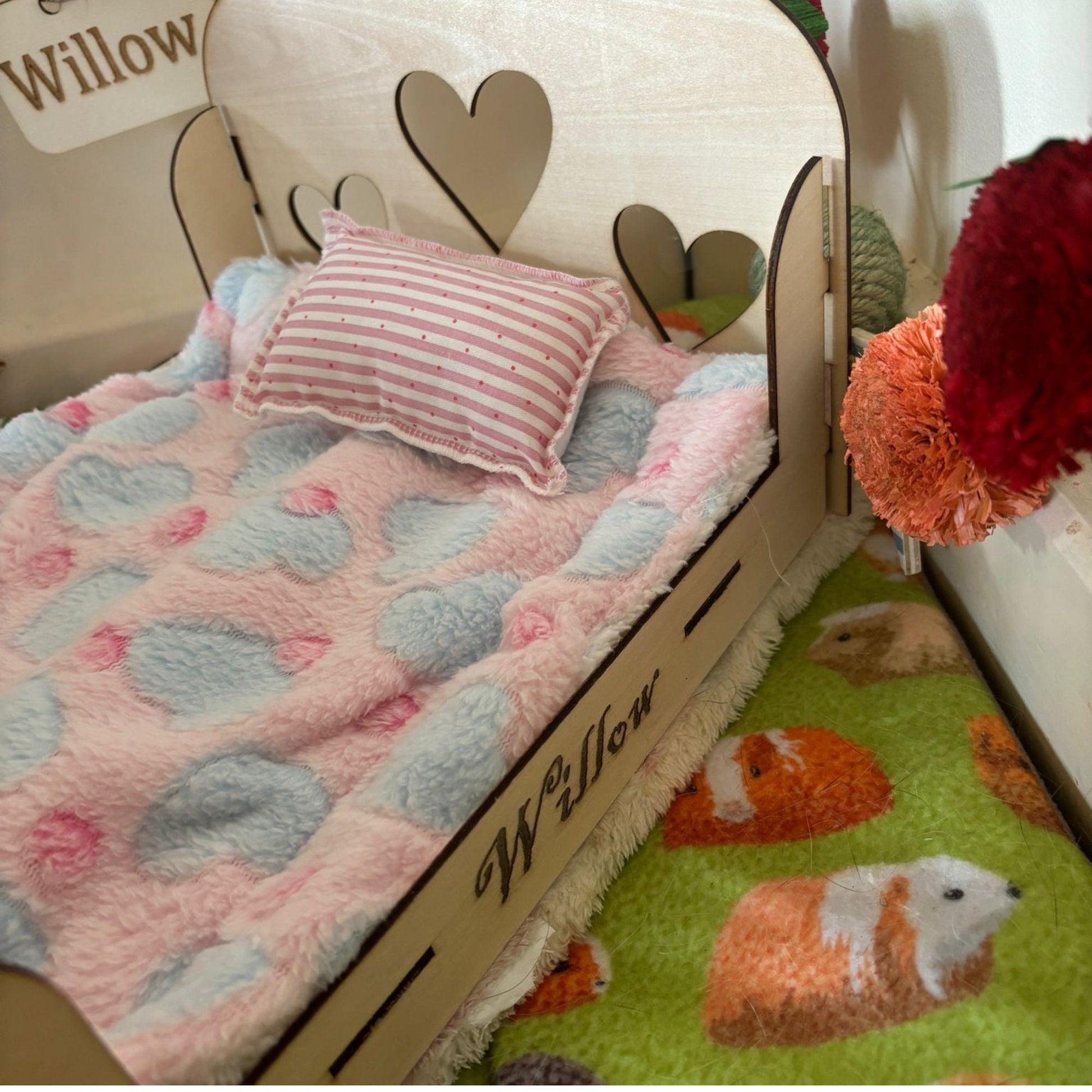 Small Animal Bed suitable for Guinea Pigs and Rabbits, This Bed is personalised with your small animal's name on the side of the bed.