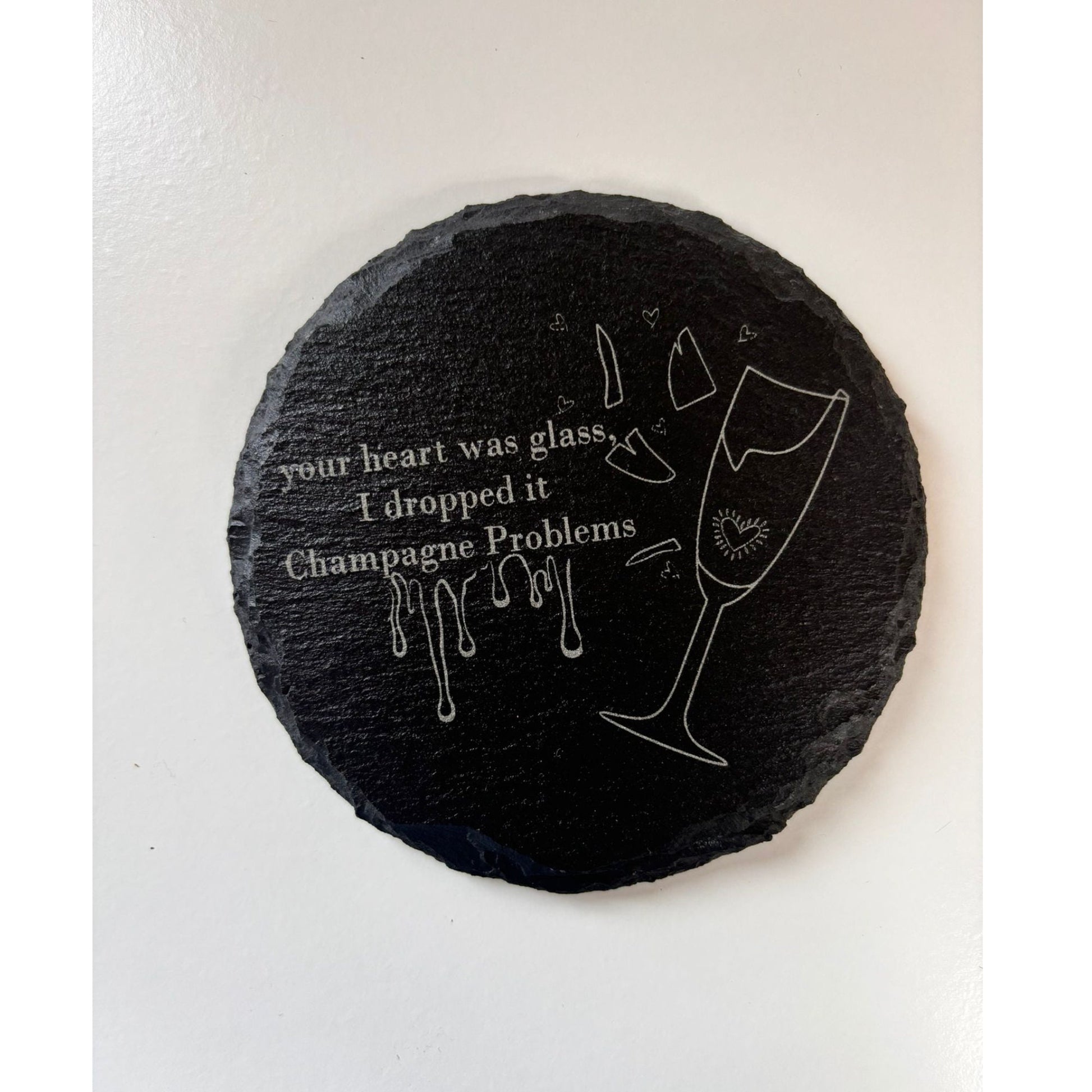 Taylor Swift Slate Coaster, Champagne Problems Inspired Design, Drink Coasters Set, Taylor Swift Fan Gift, Home Decor