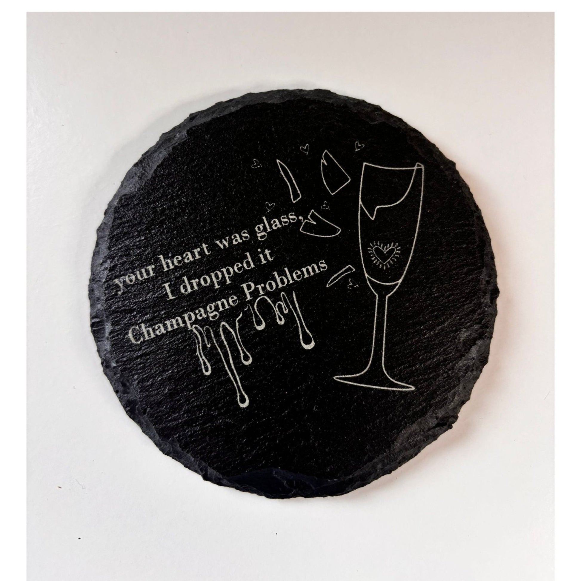 Taylor Swift Slate Coaster, Champagne Problems Inspired Design, Drink Coasters Set, Taylor Swift Fan Gift, Home Decor