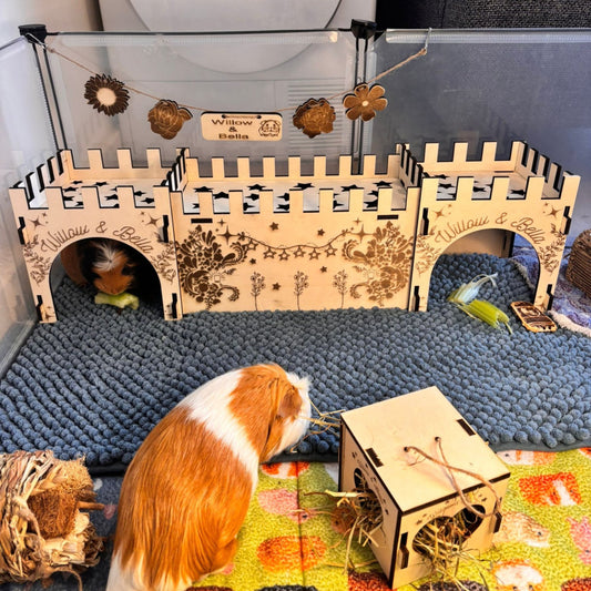 Guinea Pig Low Castle Kit - Formaldehyde Free, Non Toxic, This Castle is personalised with your Animal name on the Front and side.