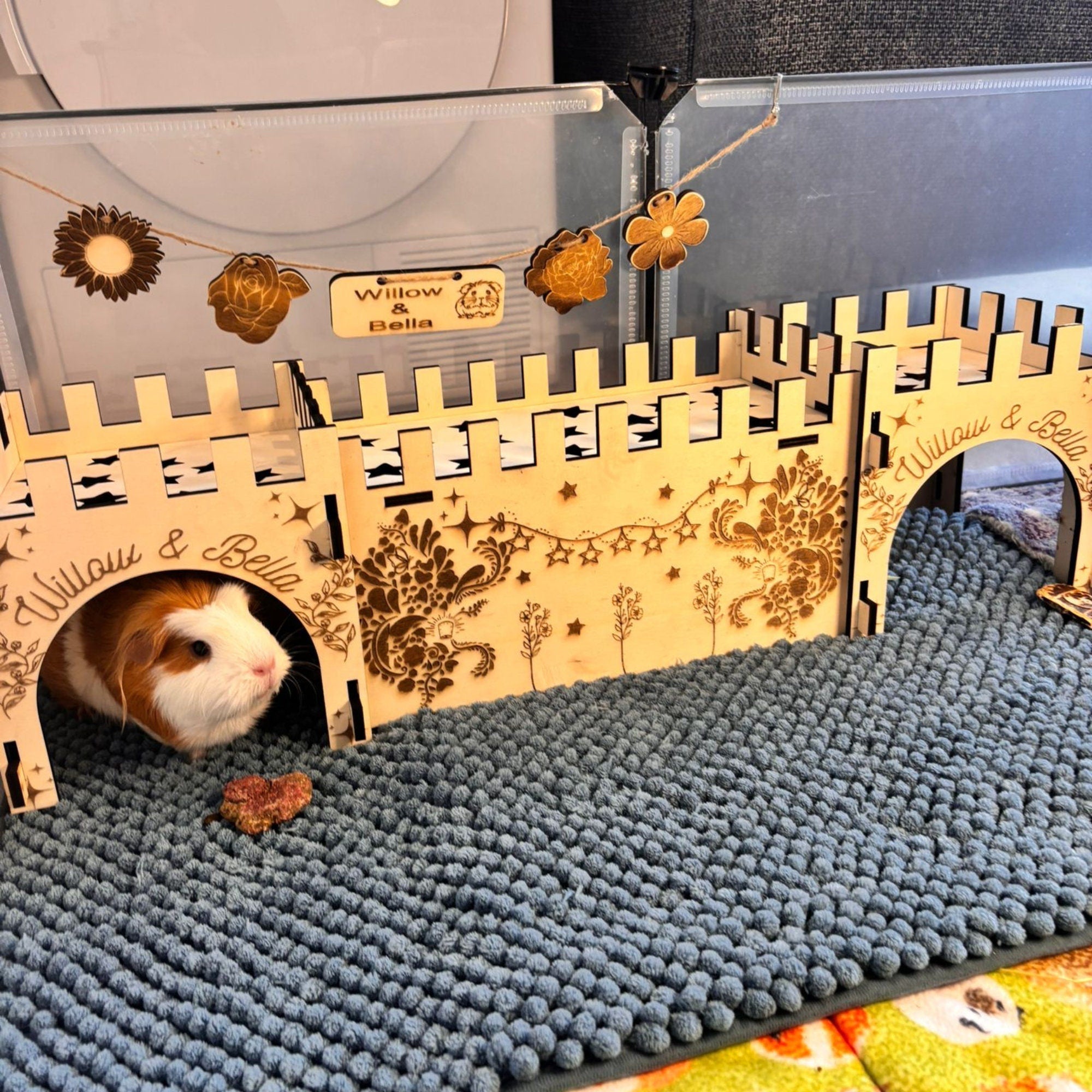 Guinea Pig Low Castle Kit - Formaldehyde Free, Non Toxic, This Castle is personalised with your Animal name on the Front and side.